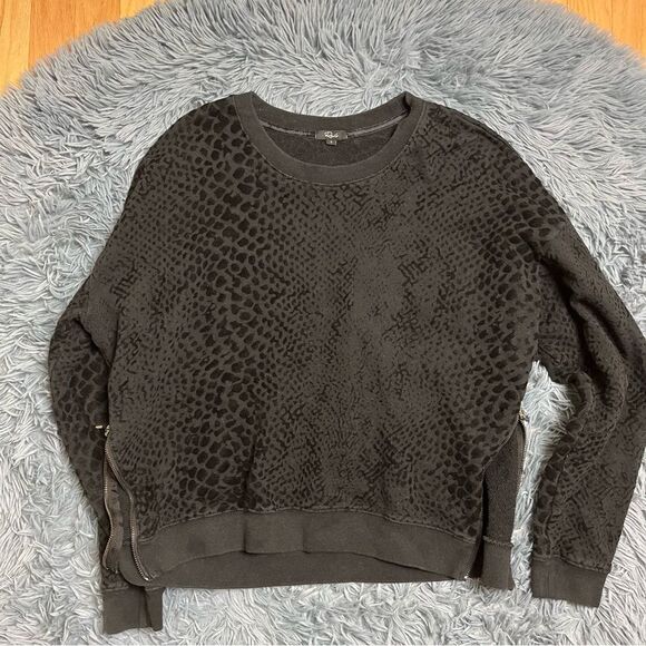 RAILS Marlo Black Flocked Cobra Sweater Zip Side Size L - Picture 2 of 6